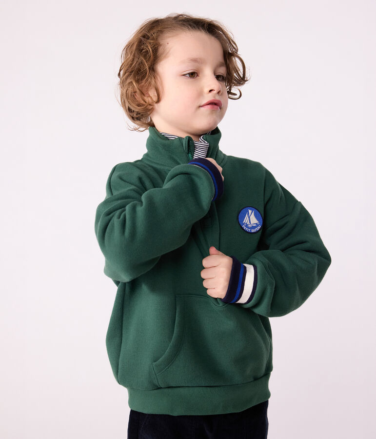 Sweatshirt camionneur enfant en coton uni vert