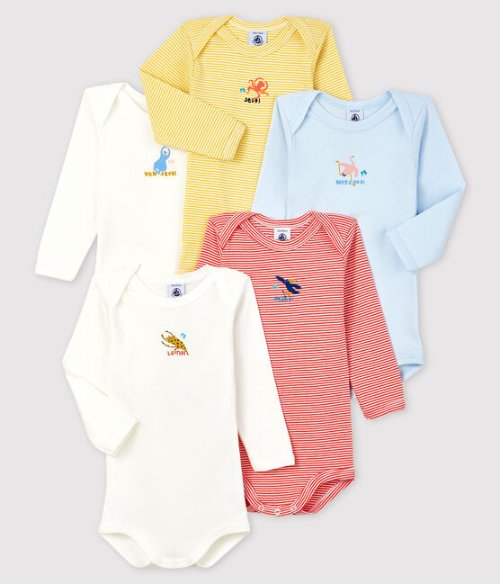 Set van 5 rompertjes met lange mouwen baby jongen variante 1