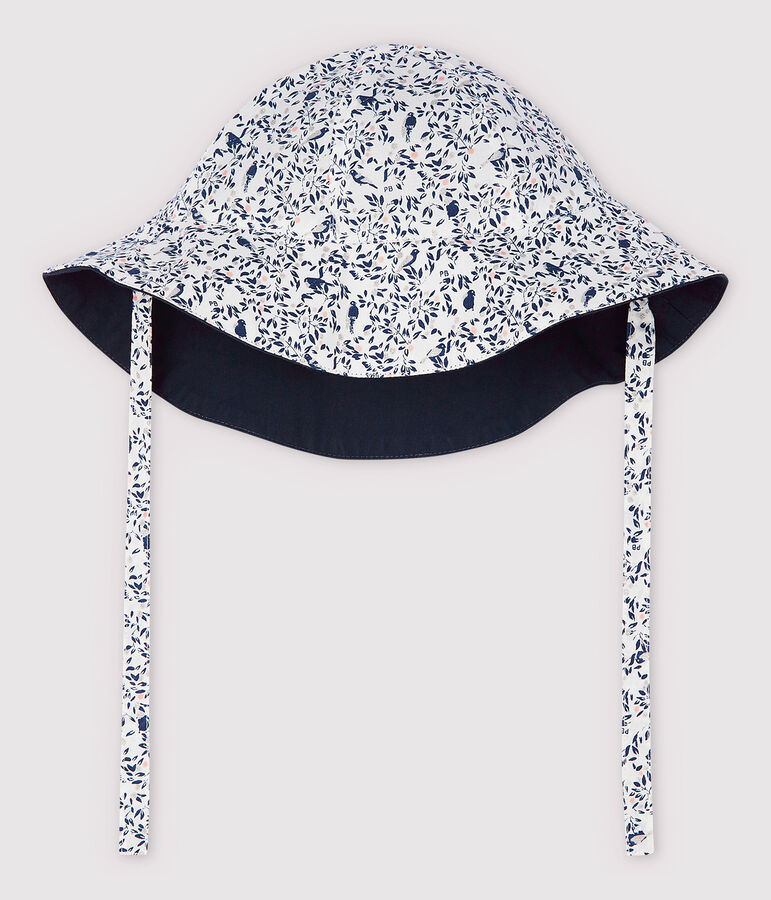Omkeerbaar zonnehoedje baby meisje blauw SMOKING/wit MULTICO