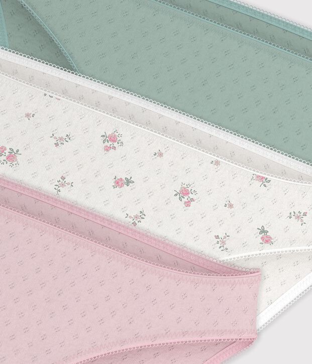 Setje met 3 damesslips van opengewerkt katoen multicouleur