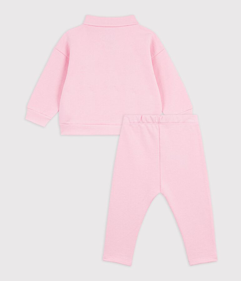 Babysetje - Sweatshirt en broekje in effen katoen roze