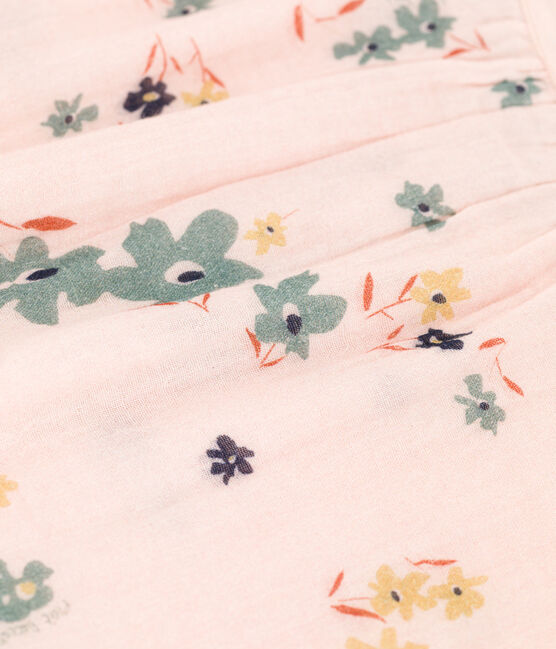 Blouse imprimée en gaze de coton enfant fille rose SALINE/blanc MULTICO