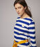 Gestreepte jurk met lange mouwen Dames blauw SURF/wit MARSHMALLOW