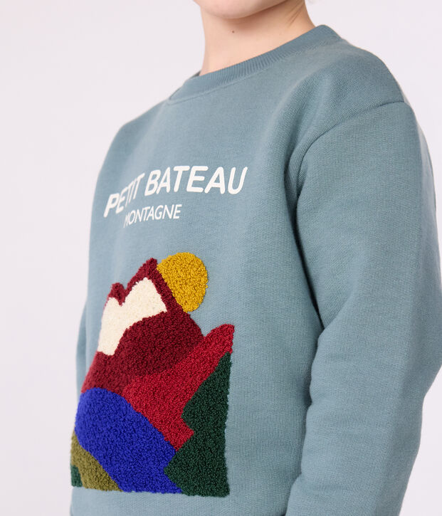 Katoenen sweatshirt met motief voor kinderen blauw