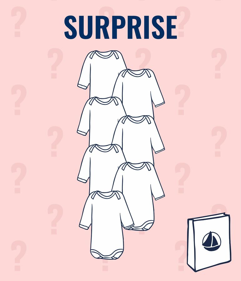 Verrassingssetje met zeven body's met lange mouw voor babymeisjes multicouleur