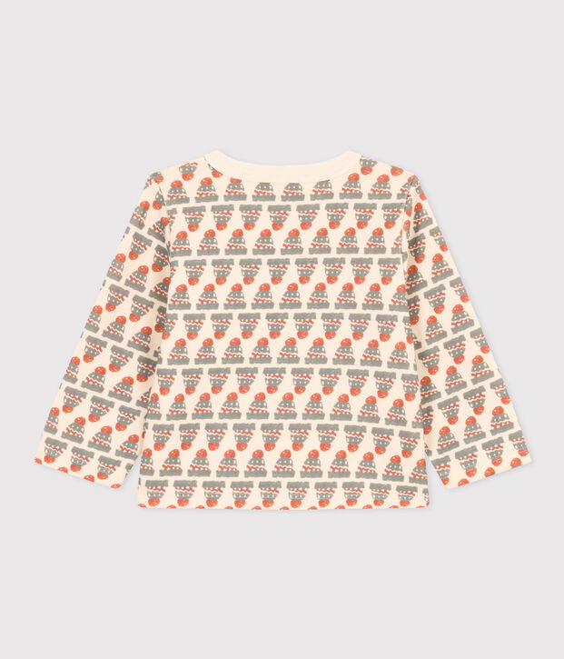 Cardigan voor baby's in dikke jersey met print ecru/multicouleur