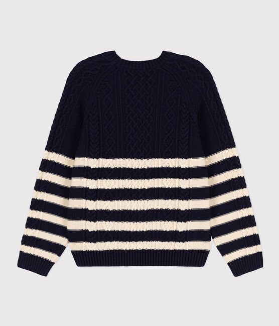 Pull irlandais à rayures en coton Femme bleu SMOKING/ AVALANCHE