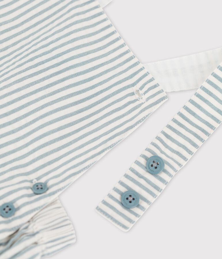 Salopette courte en seersucker b&eacute;b&eacute; vert/blanc