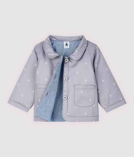 Veste cérémonie en serge craquante bébé garçon gris CONCRETE/blanc MARSHMALLOW