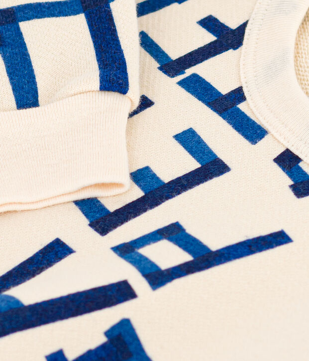 Sweatshirt in molton met print voor baby's. ecru/multicouleur