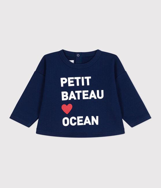 Sweat bébé en coton, uni bleu MEDIEVAL