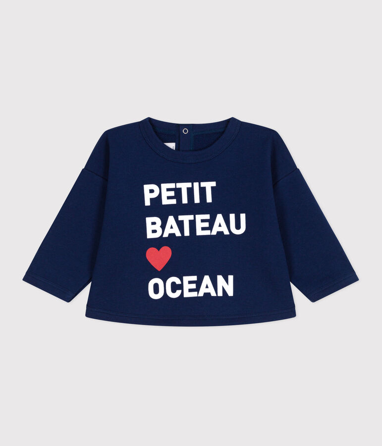 Sweat b&eacute;b&eacute; en coton, uni bleu