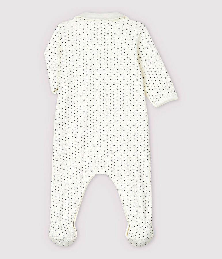 Baby pyjama van biologisch katoen met een sterretjeskraagje wit/grijs