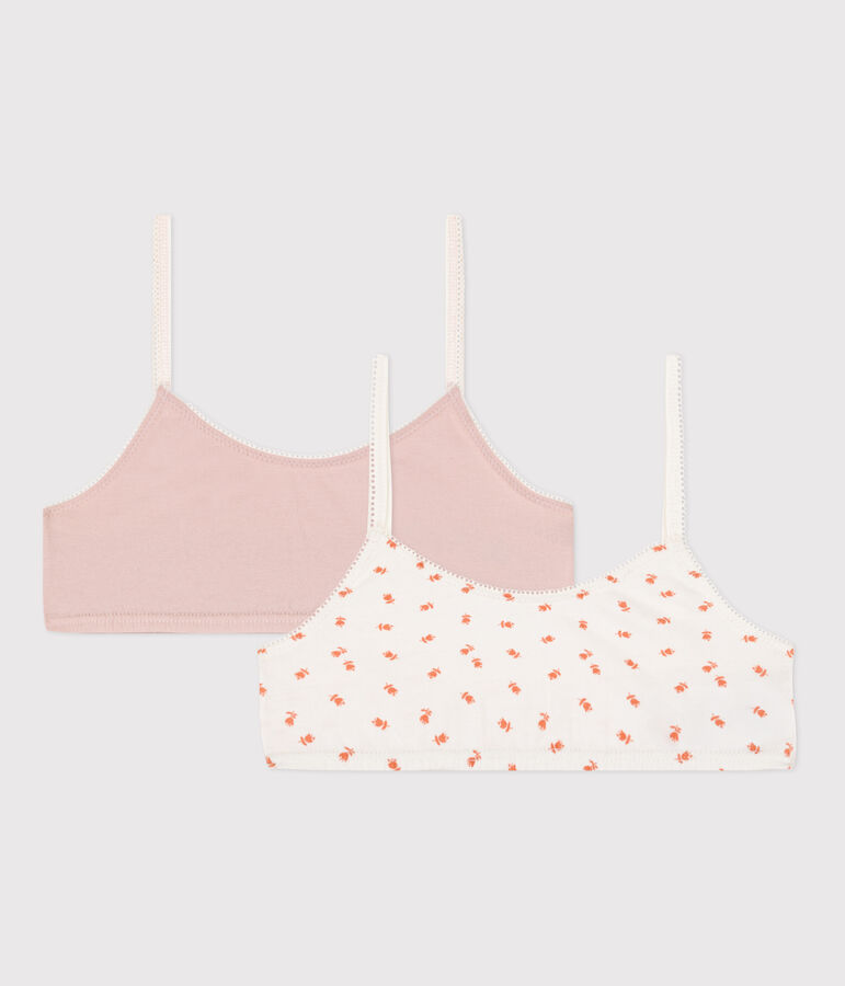Lot de 2 brassi&egrave;res fleur en coton et &eacute;lasthanne petite fille multicouleur