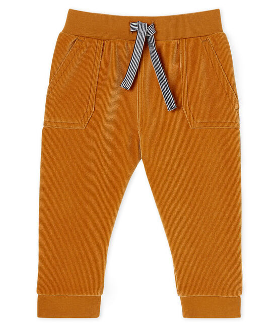 Pantalon bébé garçon en maille velours côtelé marron CUIVRE