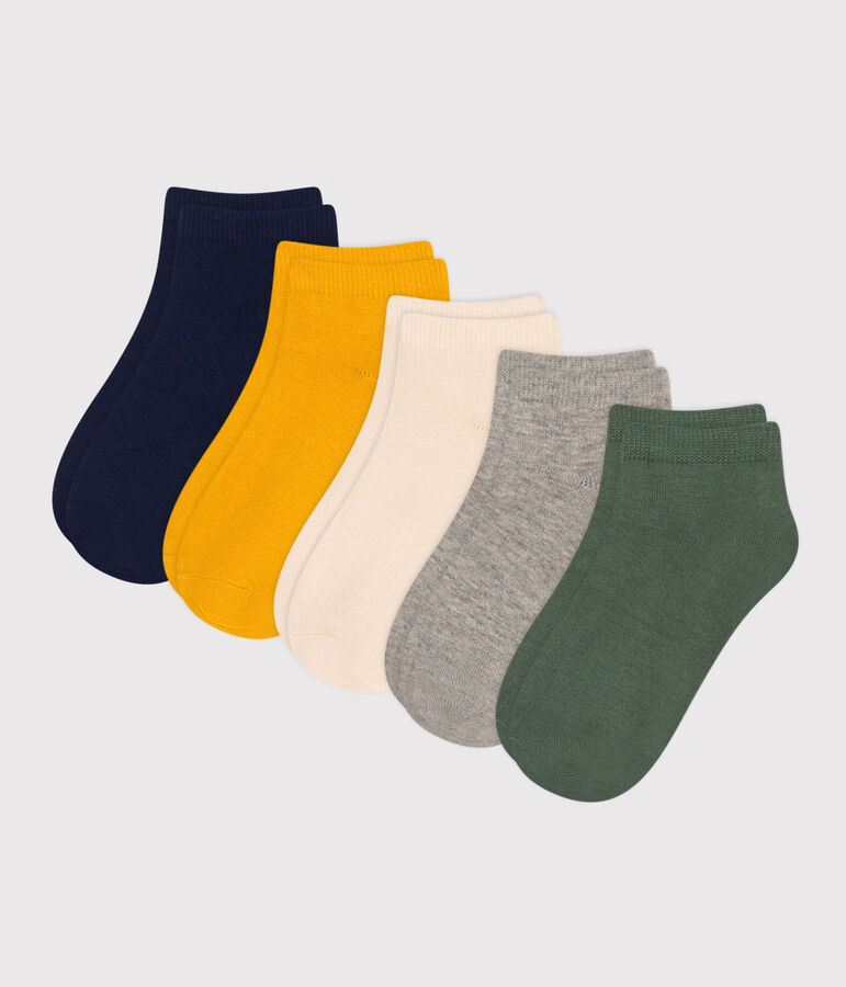 5 paires de chaussettes en coton unies enfant multicouleur