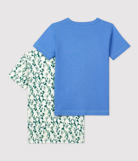 Set van 2 t-shirts met korte mouwen van katoen en linnen met cactus voor kleine jongens variante 1