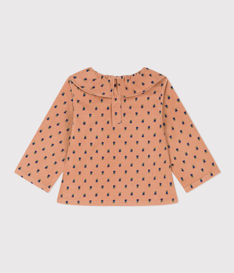 Blouse manches longues en velours b&eacute;b&eacute; rose/multicouleur