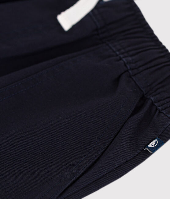 Short en twill de coton et lin enfant bleu SMOKING