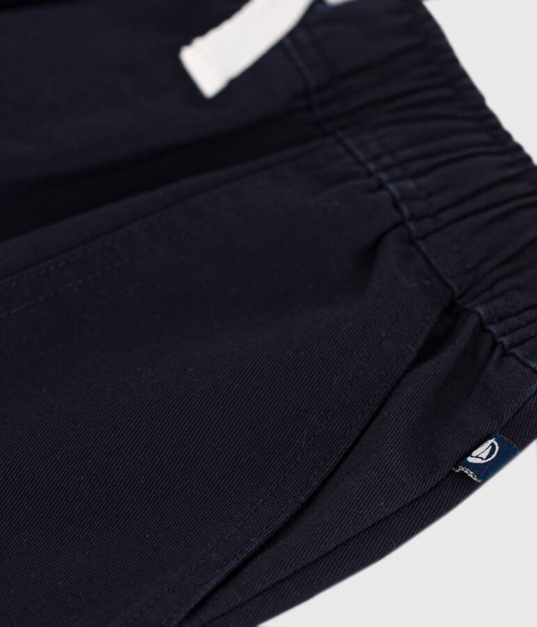 Katoenen en linnen keperstofshort voor kinderen blauw