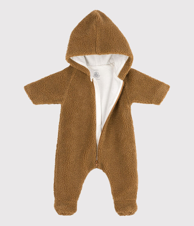 Skipakje met kap van sherpa baby's bruin