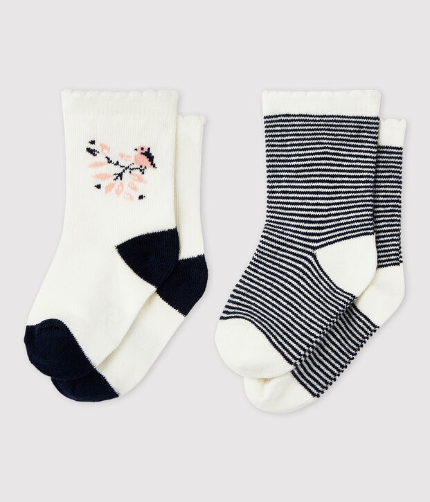 Set van 2 paar sokken met motiefje voor baby meisje multicouleur