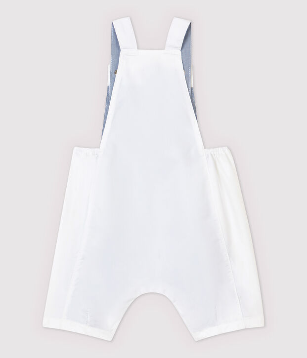 Salopette courte en serge craquante b&eacute;b&eacute; gar&ccedil;on blanc