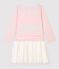 Meisjesjurk met lange mouwen van katoen en tule roze MINOIS/ MARSHMALLOW ARGENT BRILLANT