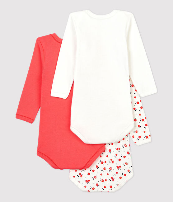 Set van 3 rompers met lange mouwen en bloemmotief voor babymeisjes, van biologisch katoen variante 1