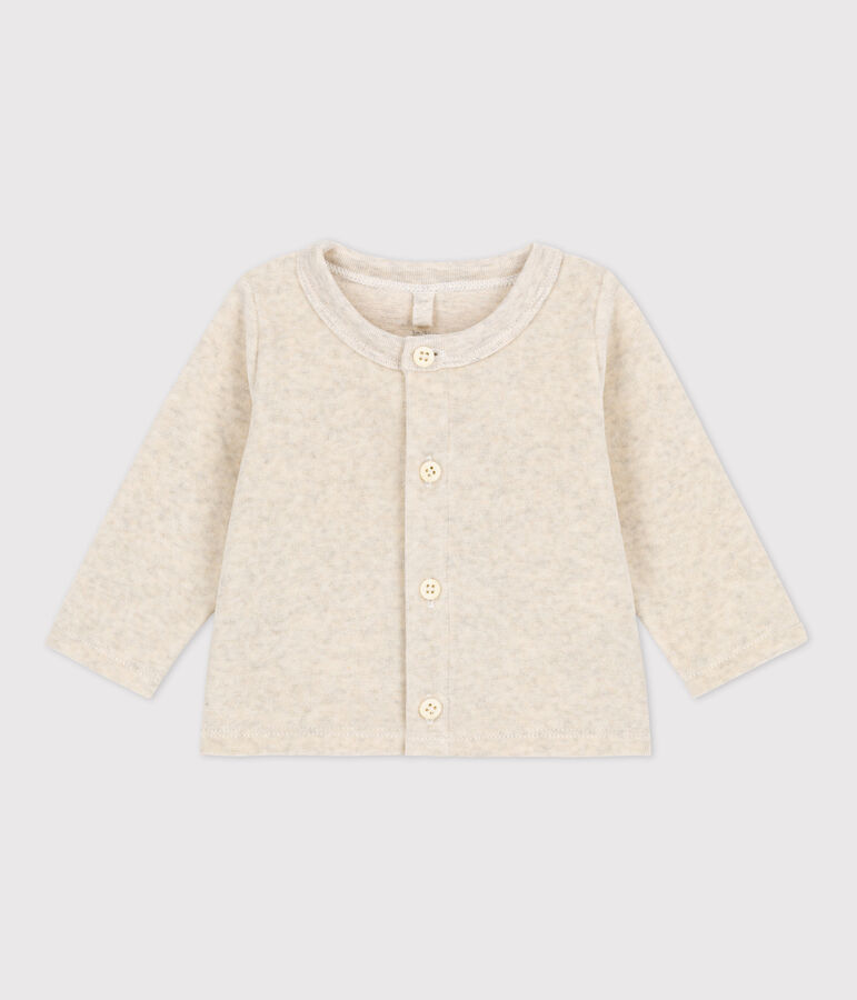 Babycardigan van katoenen velours beige MONTELIMAR CHINE