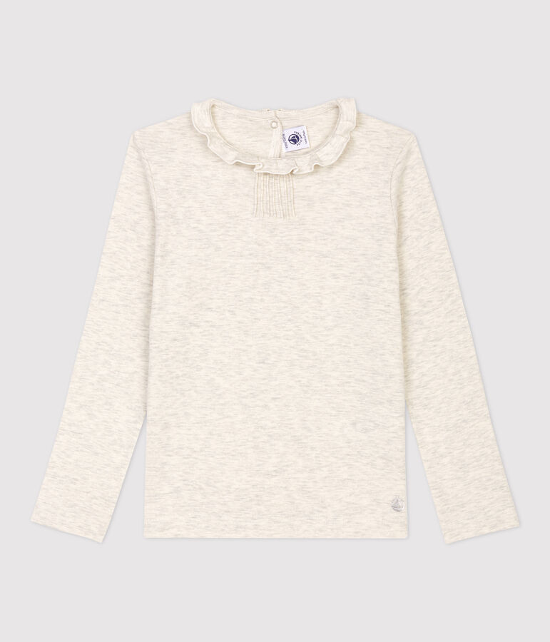 Katoenen meisjes t-shirt met lange mouwen beige