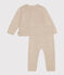 Ensemble in tricot van jacquard voor baby's beige MONTELIMAR/wit MULTICO