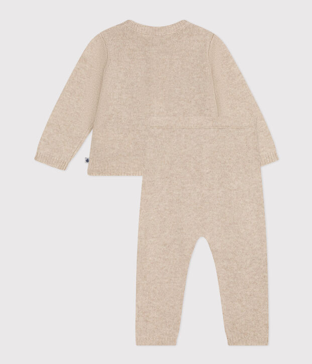 Ensemble en tricot jacquard b&eacute;b&eacute; beige/multicouleur