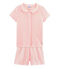 Pyjacourt petite fille en côte blanc MARSHMALLOW/rose ROSAKO