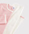 Pyjama rose à pois petite fille en côte troutrou blanc MARSHMALLOW/rose CHARME