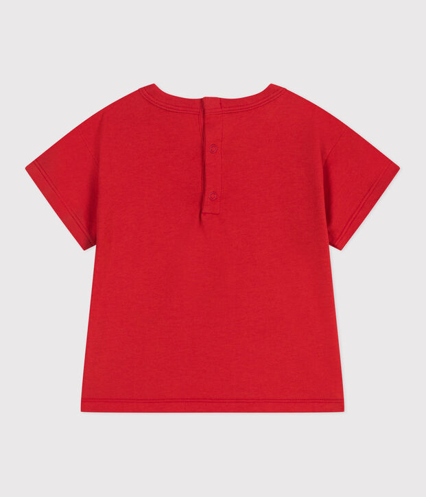 Tee-shirt b&eacute;b&eacute; en coton &agrave; manches courtes uni rouge