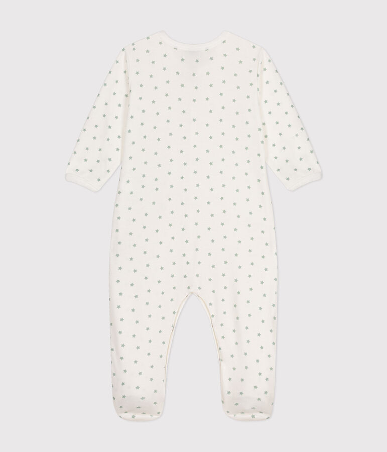 Katoenen babypyjama met sterretjes wit MARSHMALLOW/ HERBIER