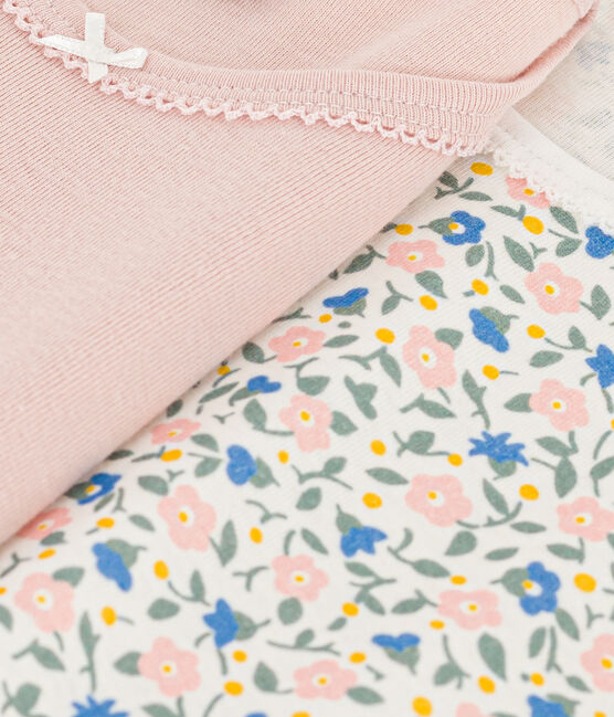 Lot de 2 tee shirts manches courtes fleurs en coton petite fille variante 1