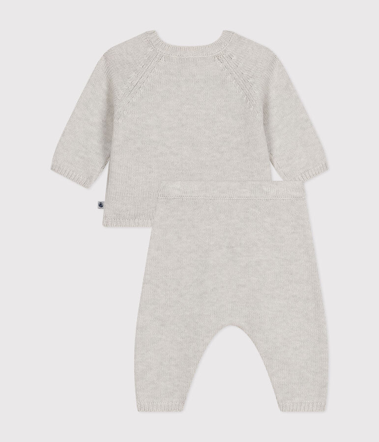 Tweedelig setje van tricot uit wol en katoen beige