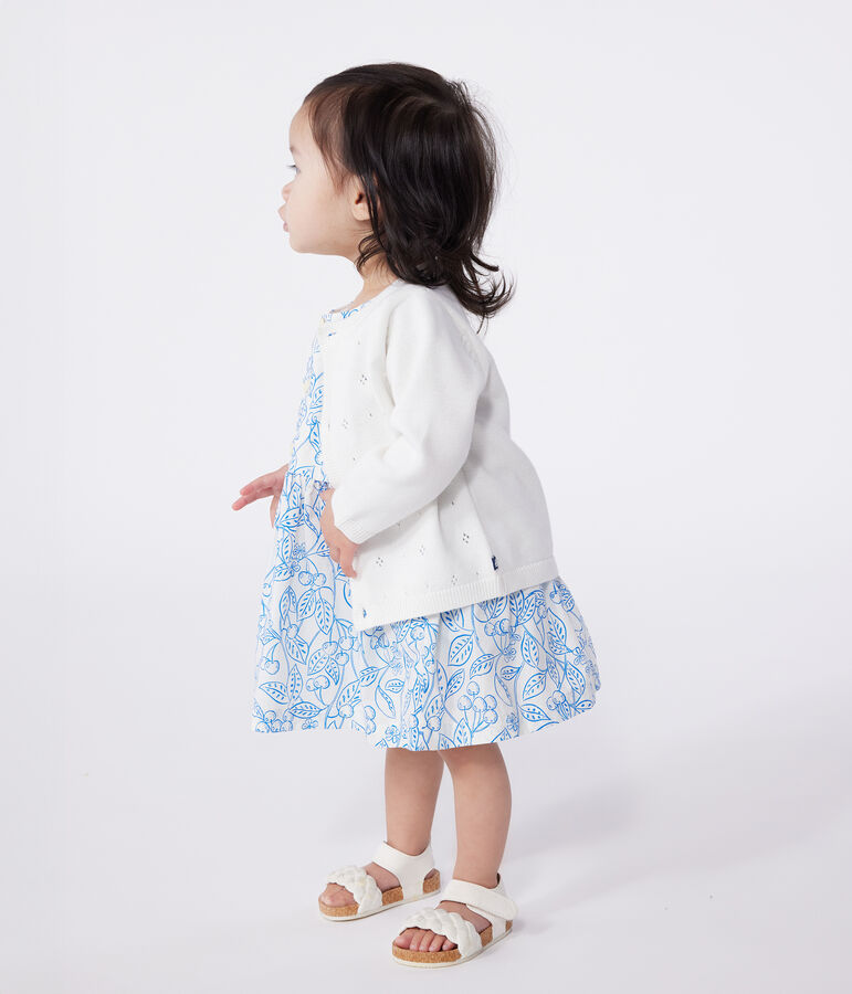 Cardigan b&eacute;b&eacute; en coton point fantaisie blanc