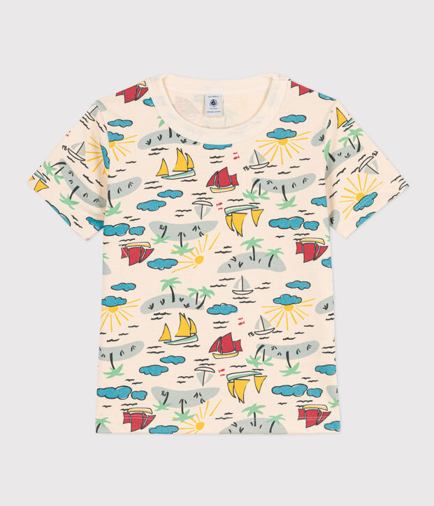 T-shirt met print en korte mouwen voor jongens ecru/multicouleur