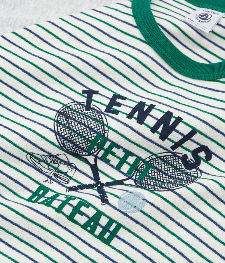 Gebreide jongenspyjama met korte mouwen wit/multicouleur