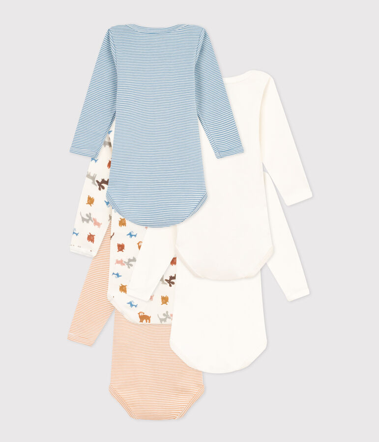 Lot de 5 bodies manches longues chiens b&eacute;b&eacute; en coton multicouleur