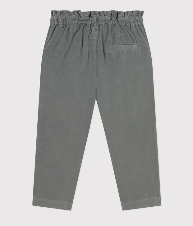 Pantalon droit en velours fin enfant fille kaki