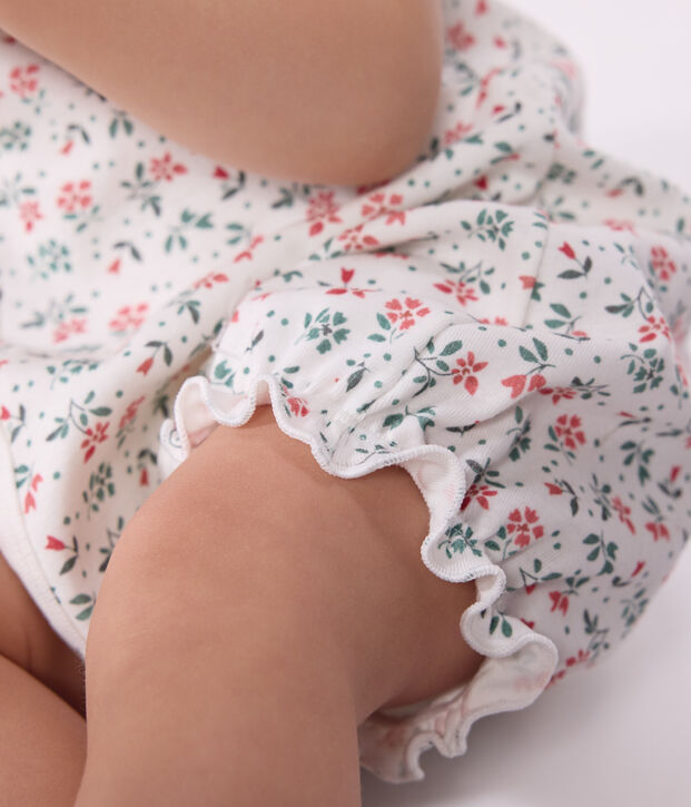 Kort babypakje van katoen met met bloemenprint wit/multicouleur