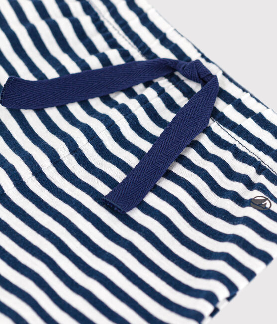 Short bébé en jersey flammé rayé bleu MEDIEVAL/blanc MARSHMALLOW