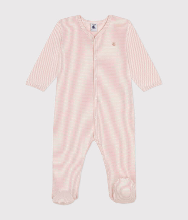 Katoenen babypyjama roze/wit