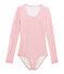 damesbody in katoen/wol roze CHEEK/wit MARSHMALLOW
