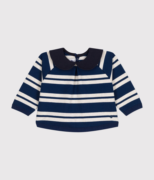 Sweatshirt van dikke jersey voor baby's. blauw/beige