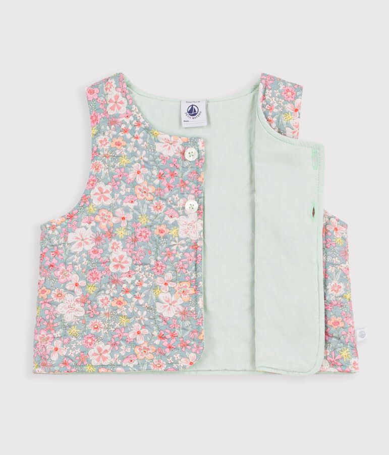 Katoenen vestje zonder mouwen met bloemenprint voor baby's blauw/multicouleur